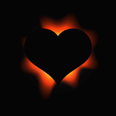 Heart illuminated frame with gradient. Red heart neon banner isolated on black background. Vector illustrationのイラスト素材