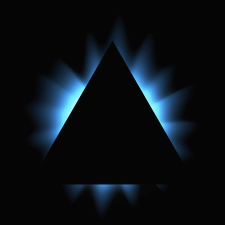 Triangle illuminated frame with gradient. Blue triangle neon banner isolated on black background. Vector illustrationのイラスト素材