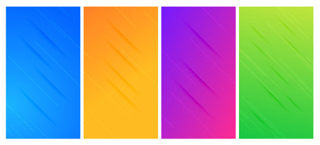 Set of four abstract gradient backgrounds with lines and shadows. Header banner. Bright abstract presentation backdrop. Vector illustrationのイラスト素材
