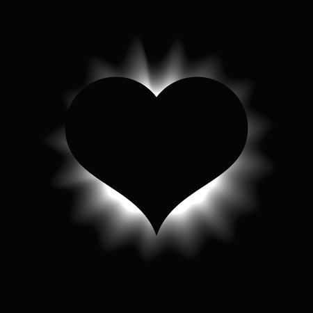 Heart illuminated frame with gradient. White heart neon banner isolated on black background. Vector illustrationのイラスト素材