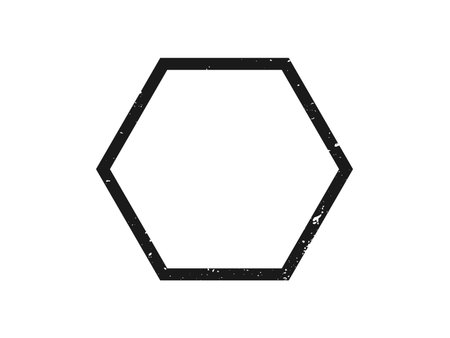 Grunge border in hexagon form. Dark textured frame with empty space on white background. Vector illustrationのイラスト素材