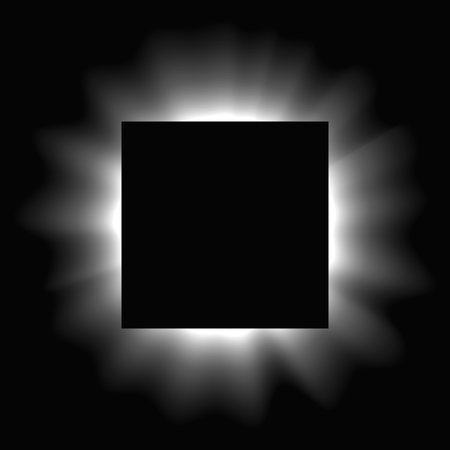 Square illuminated frame with gradient. White square neon banner isolated on black background. Vector illustrationのイラスト素材