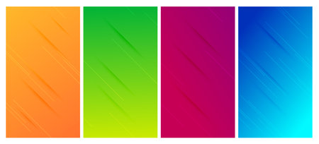 Set of four abstract gradient backgrounds with lines and shadows. Header banner. Bright abstract presentation backdrop. Vector illustrationのイラスト素材