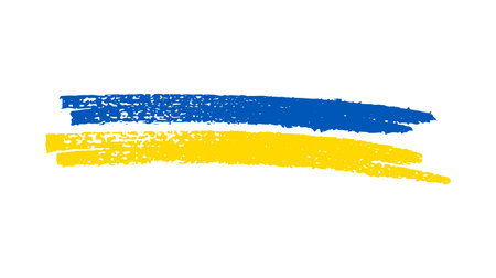 Ukrainian national flag in grunge style. Painted with a brush stroke flag of Ukraine. vector illustrationのイラスト素材