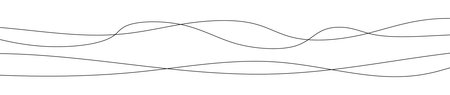 Thin curved wavy lines. Three black wavy lines on white background. Vector illustration