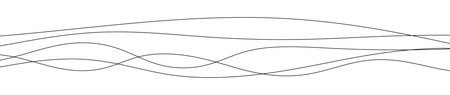 Thin curved wavy lines. Five black wavy lines on white background. Vector illustration