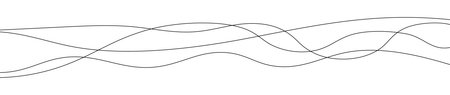 Thin curved wavy lines. Four black wavy lines on white background. Vector illustration
