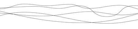 Thin curved wavy lines. Five black wavy lines on white background. Vector illustration