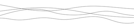 Thin curved wavy lines. Four black wavy lines on white background. Vector illustration