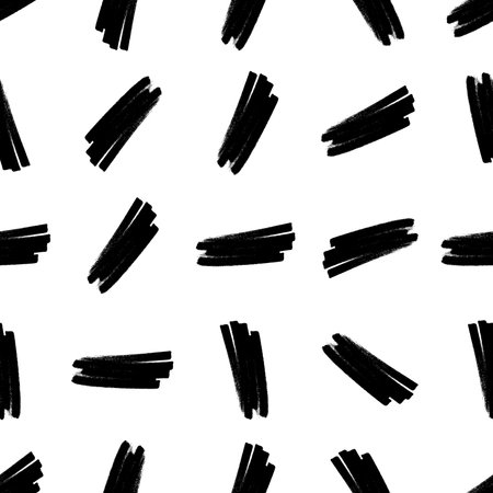 Seamless pattern with dark hand drawn scribble smear on white background. Abstract grunge texture....