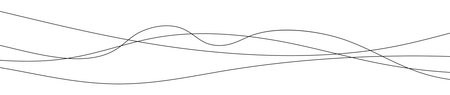 Thin curved wavy lines. Four black wavy lines on white background. Vector illustration