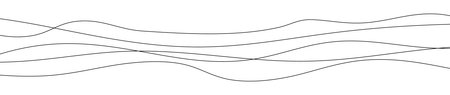 Thin curved wavy lines. Five black wavy lines on white background. Vector illustration