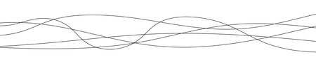 Thin curved wavy lines. Five black wavy lines on white background. Vector illustration