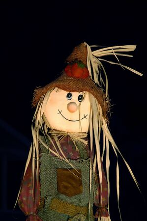 Solitary strawman alone in a scary  nightの写真素材