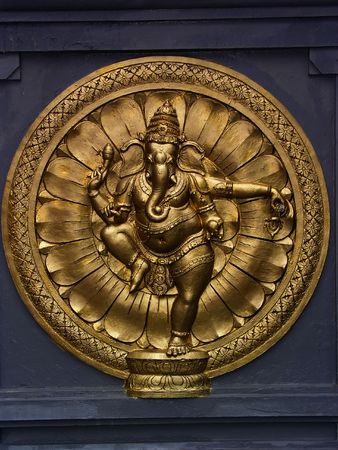 Wall carving of Lord Ganesha in Flushing New Yorkの写真素材