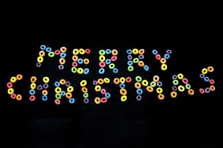 Merry Christmas arraged using kid cereal grainsの写真素材