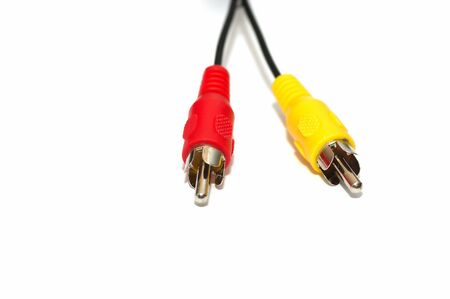 RCA cables isolated against a white backgroundの写真素材