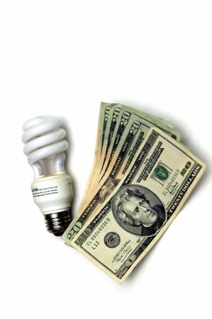 Light bulb and notes isolated on the white background