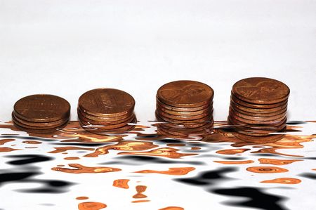 A series of coins places in increasing height to signify growth