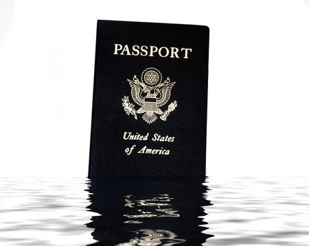 American Passport isolated against a white backgroundの写真素材