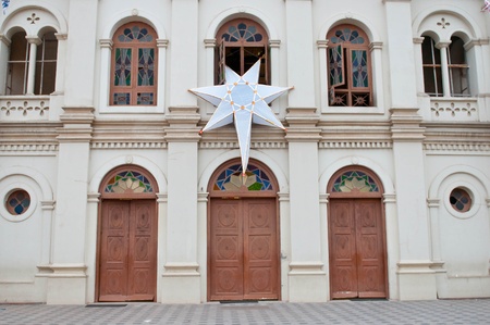 A big star at a local church during charistmasの写真素材