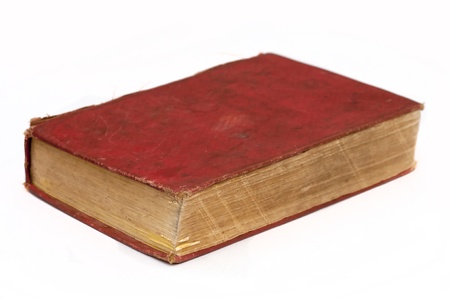 Old red book  isolated on a white backgroundの写真素材