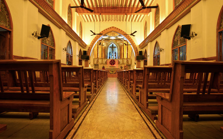 Beautiful Interior of St Theresa cathedral Chennaiのeditorial素材