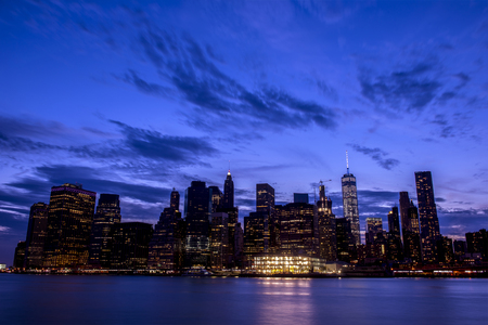 NY Sky panorama from the brooklyn bridgeの写真素材