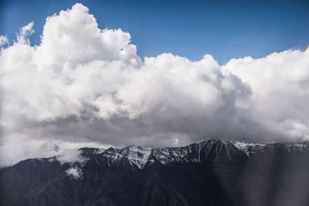 Mountain and the clouds from the first time at Lehの写真素材