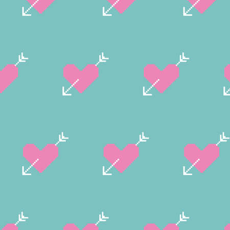 Sweet Valentine pixel-art patternのイラスト素材