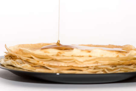 pancakes with honeyの写真素材