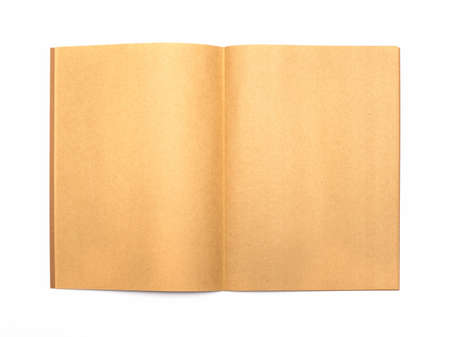 open old style recycle brown notebook isolated on white background