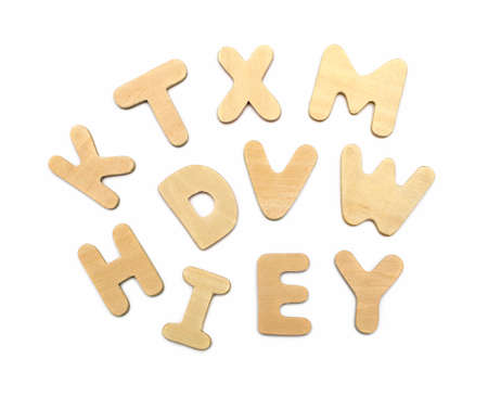 wooden letters on a white background
