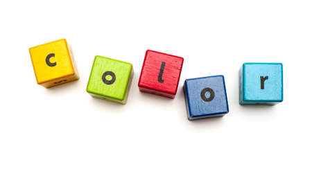 Wooden blocks isolated on white backgroundの写真素材