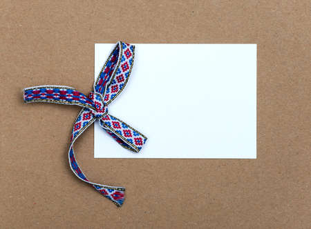 beautiful texture gift tag with beautiful bowの写真素材