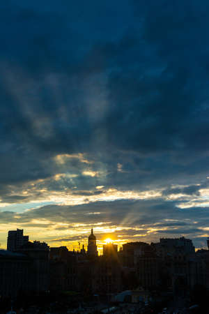 Evening view of Kiev, Maidan, Ukraineの写真素材