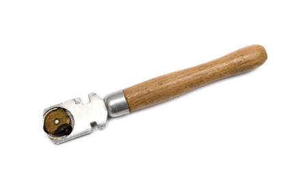 vintage roller point glass cutter isolated over whiteの写真素材