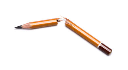 broken pencil on a white backgroundの写真素材
