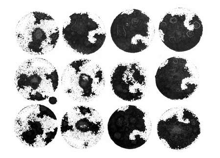 Beautiful watercolor black design elements isolated on white backgroundの写真素材