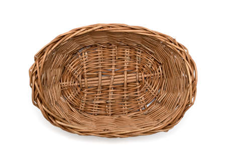 wicker basket on a white backgroundの写真素材