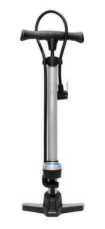 bicycle pump isolated aganist white backgroundの写真素材