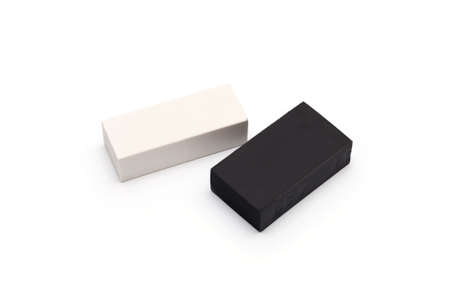 black and white eraser isolated on white backgroundの写真素材