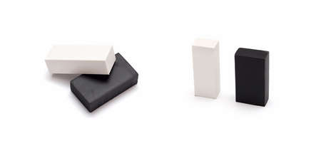 black and white eraser isolated on white backgroundの写真素材