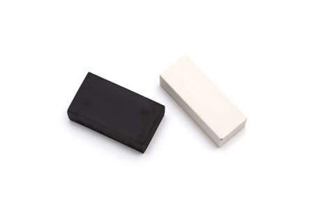 black and white eraser isolated on white backgroundの写真素材