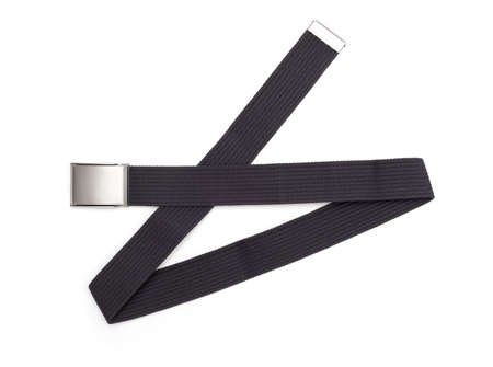 Men's grey belt isolated on white backgroundの写真素材