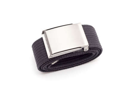 Men's grey belt isolated on white backgroundの写真素材