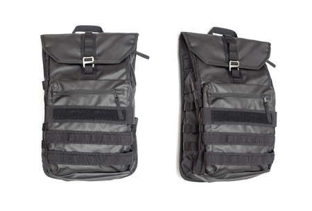 black backpack isolated on white backgroundの写真素材