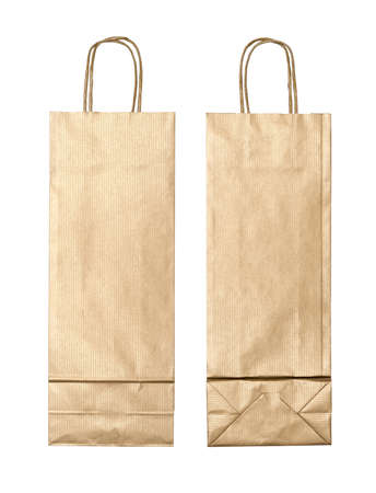 brown paper bag on a white backgroundの写真素材