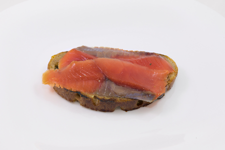 Toasted bred with salmonの写真素材