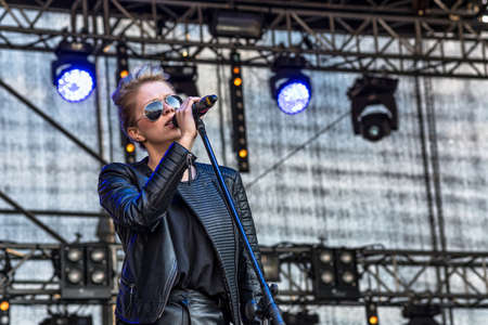 Lublin, Poland - May 3, 2015: Live concert of band Wasted at Medykalia 2015 (Uniwersytet Przyrodniczy, WSPA, WSSP) in Lublinのeditorial素材